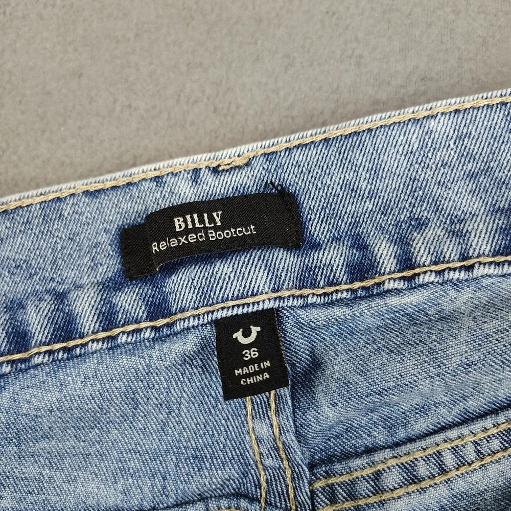 TRUE RELIGION BILLY Jeans Flap Pocket Stretchy 36x33½ Relax Bootcut Denim NEW